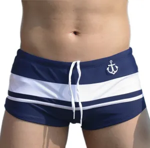 Attractive Top Design Men Sexy Beach Pants Shorts Stripe Color Matching Boxer Trunks Swimwear AP 18