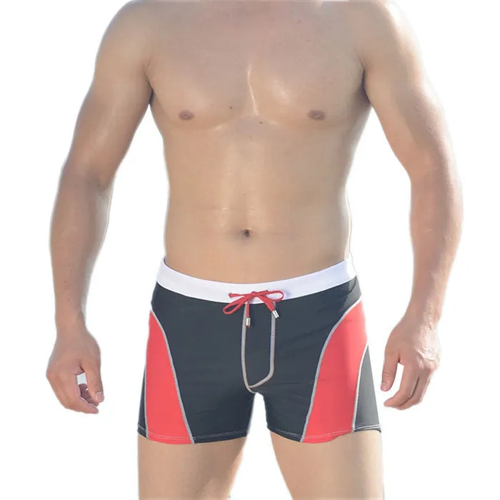 Attractive Top Design Men Sexy Beach Pants Shorts Stripe Color Matching Boxer Trunks Swimwear AP 18