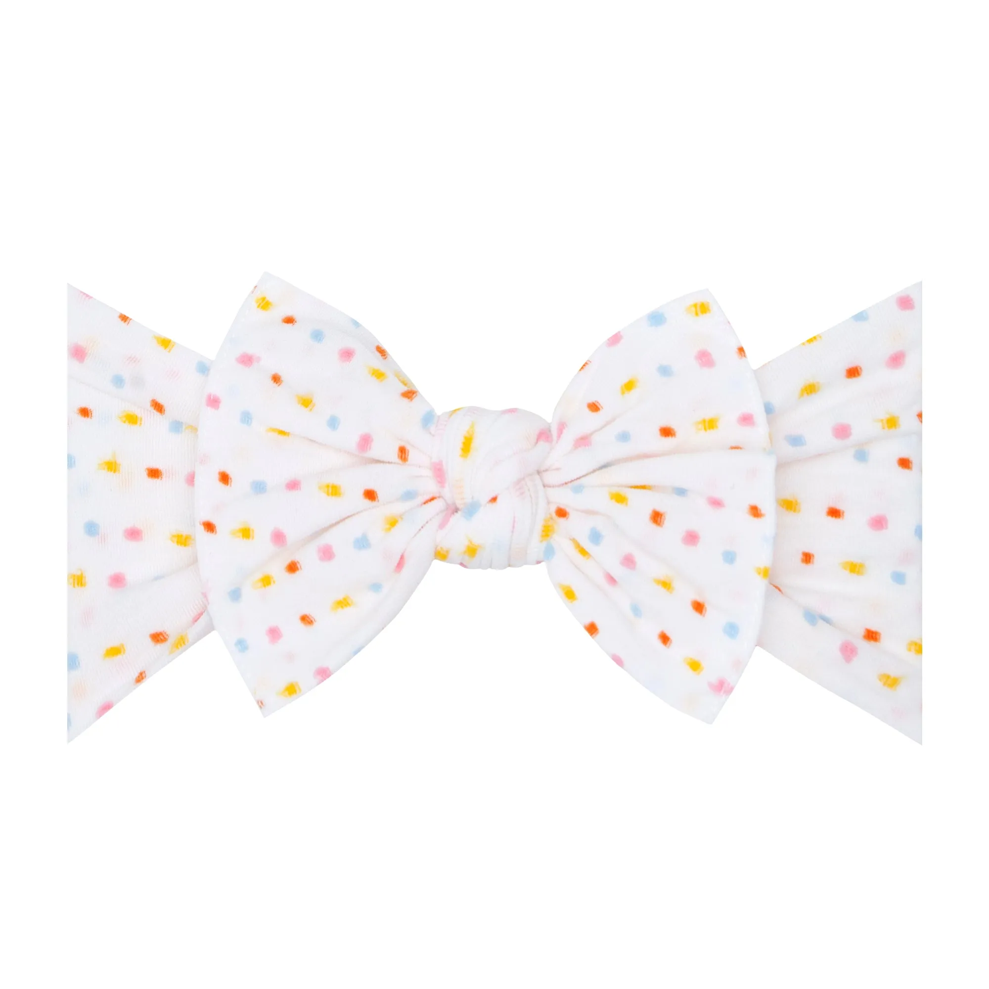 Baby Bling White Rainbow Dot Shabby Patterned Knot Headband