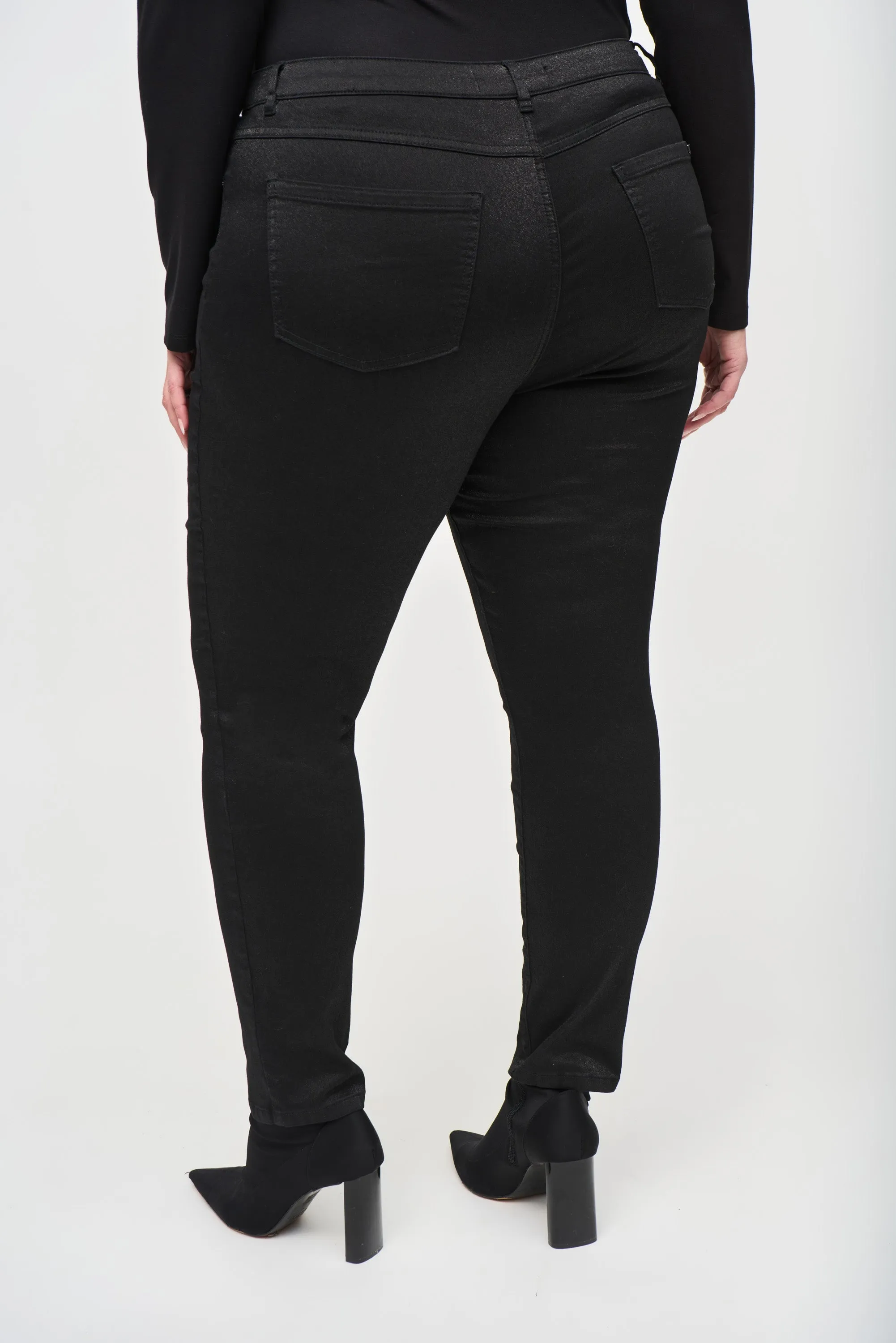 Black Classic Slim Foiled Print Denim Pants