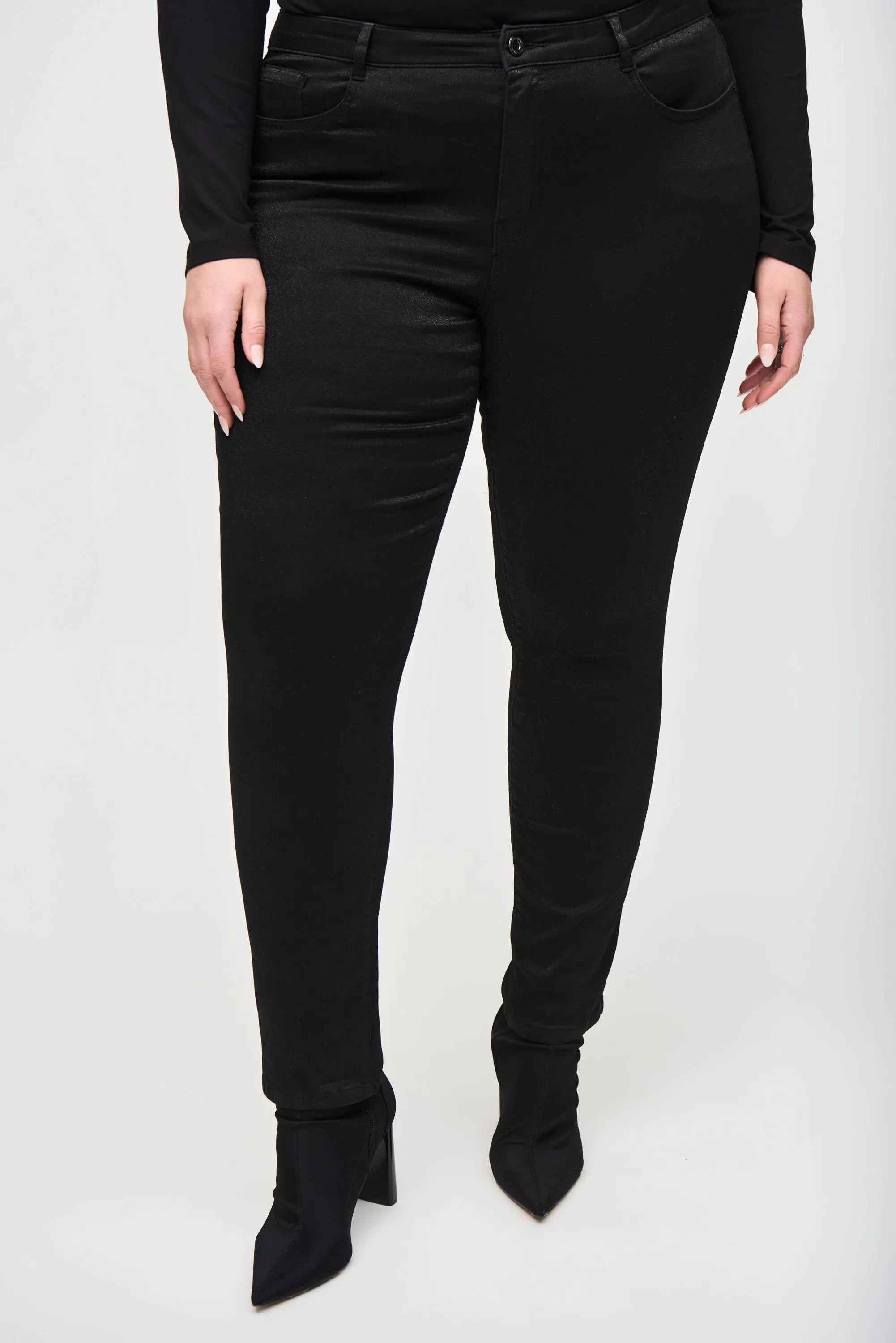 Black Classic Slim Foiled Print Denim Pants
