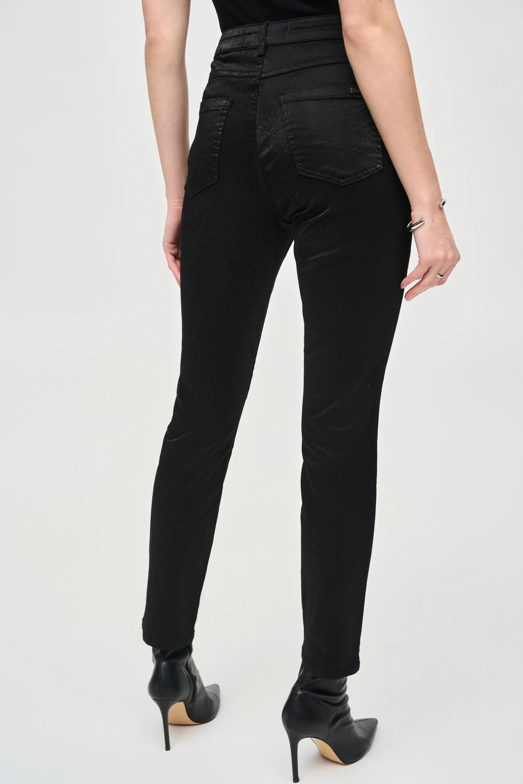 Black Classic Slim Foiled Print Denim Pants