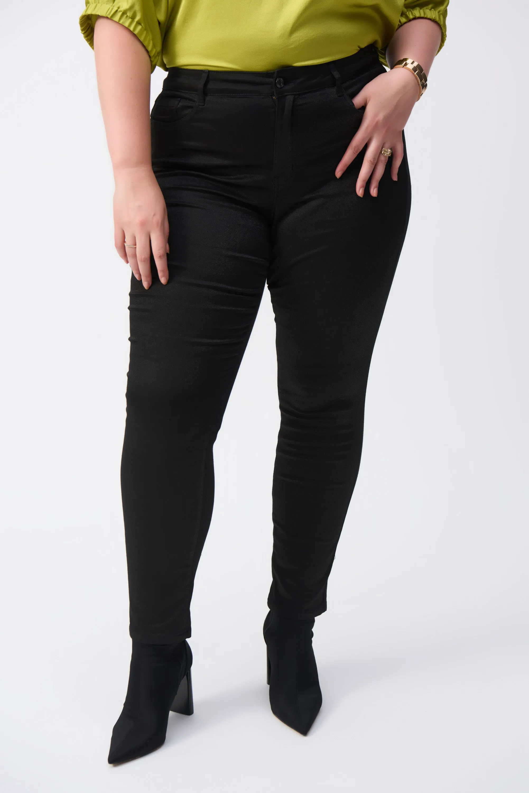 Black Classic Slim Foiled Print Denim Pants