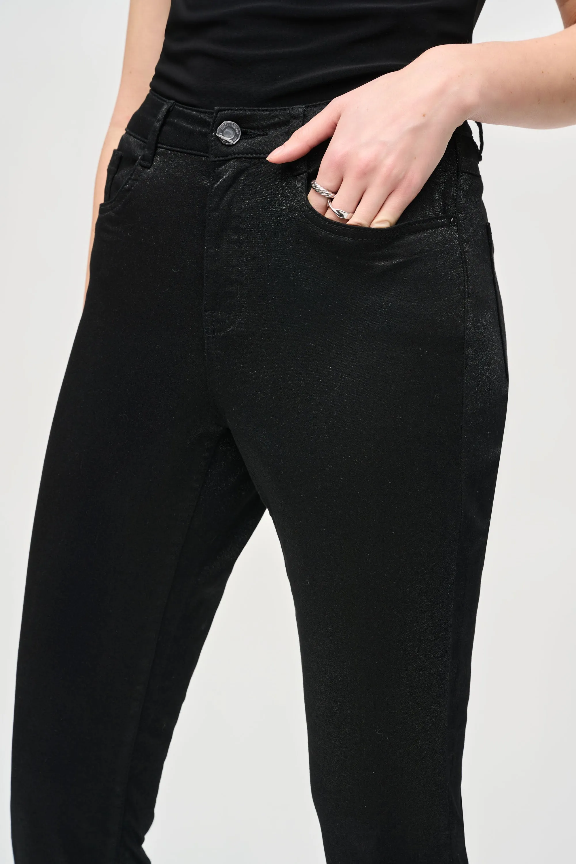 Black Classic Slim Foiled Print Denim Pants