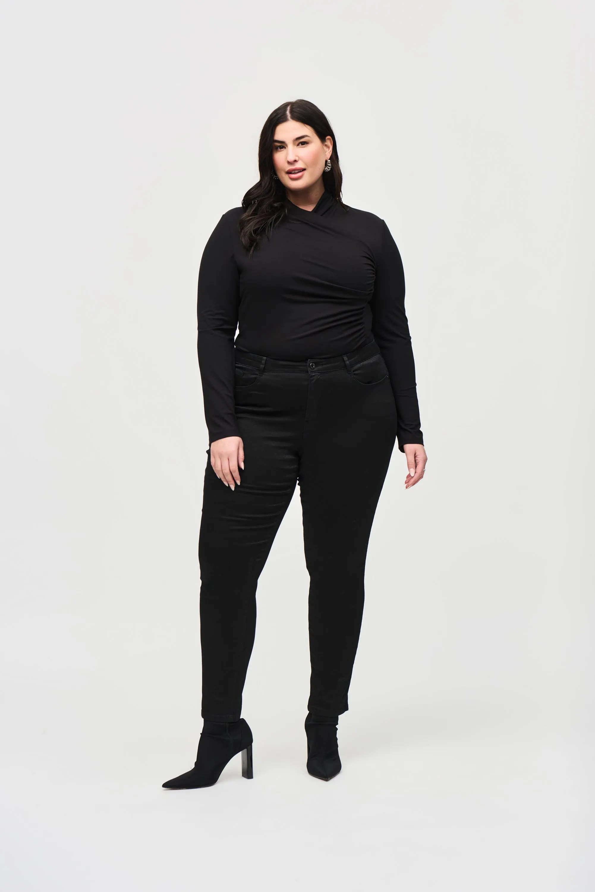 Black Classic Slim Foiled Print Denim Pants