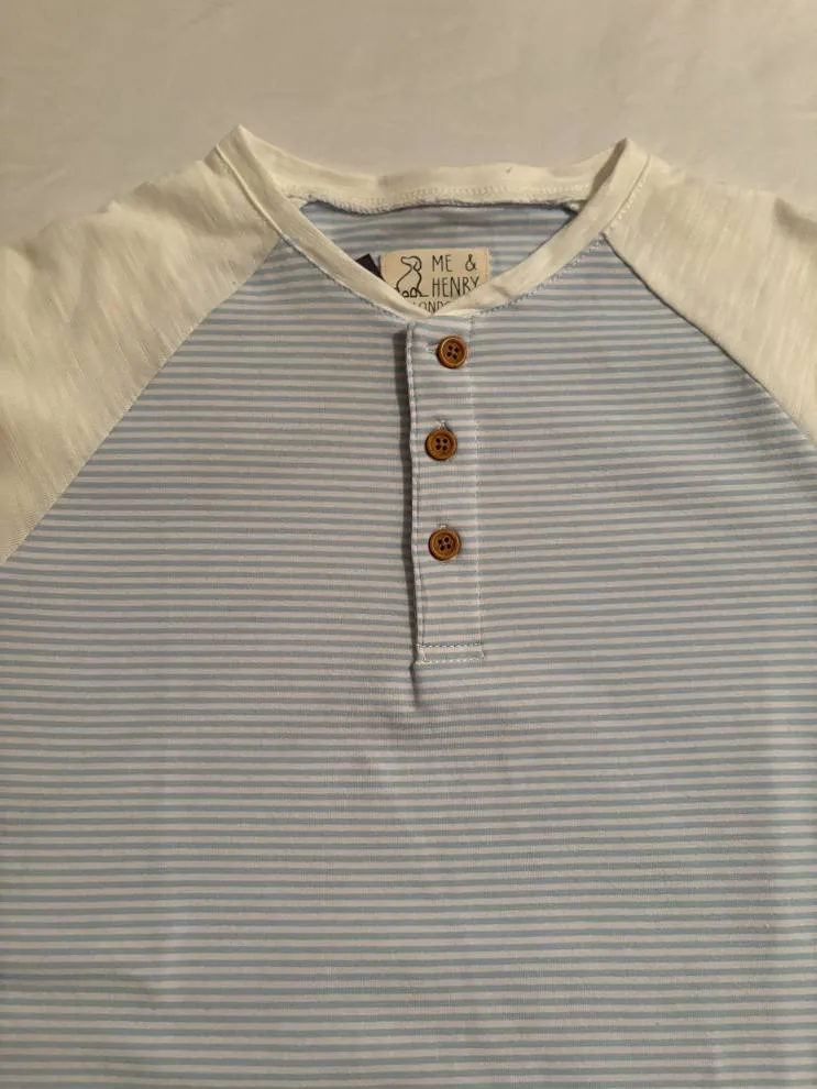 Blue and White Stripe Henley