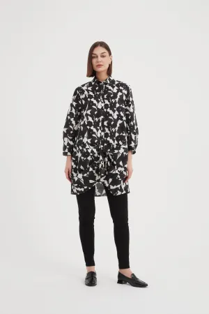 Button Front Volume Shirt Floral