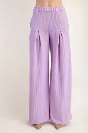 Celeste Full Size Textured Wide-Leg Pants with Pockets Plus Size