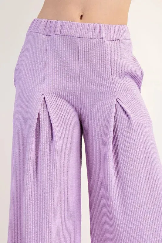 Celeste Full Size Textured Wide-Leg Pants with Pockets Plus Size