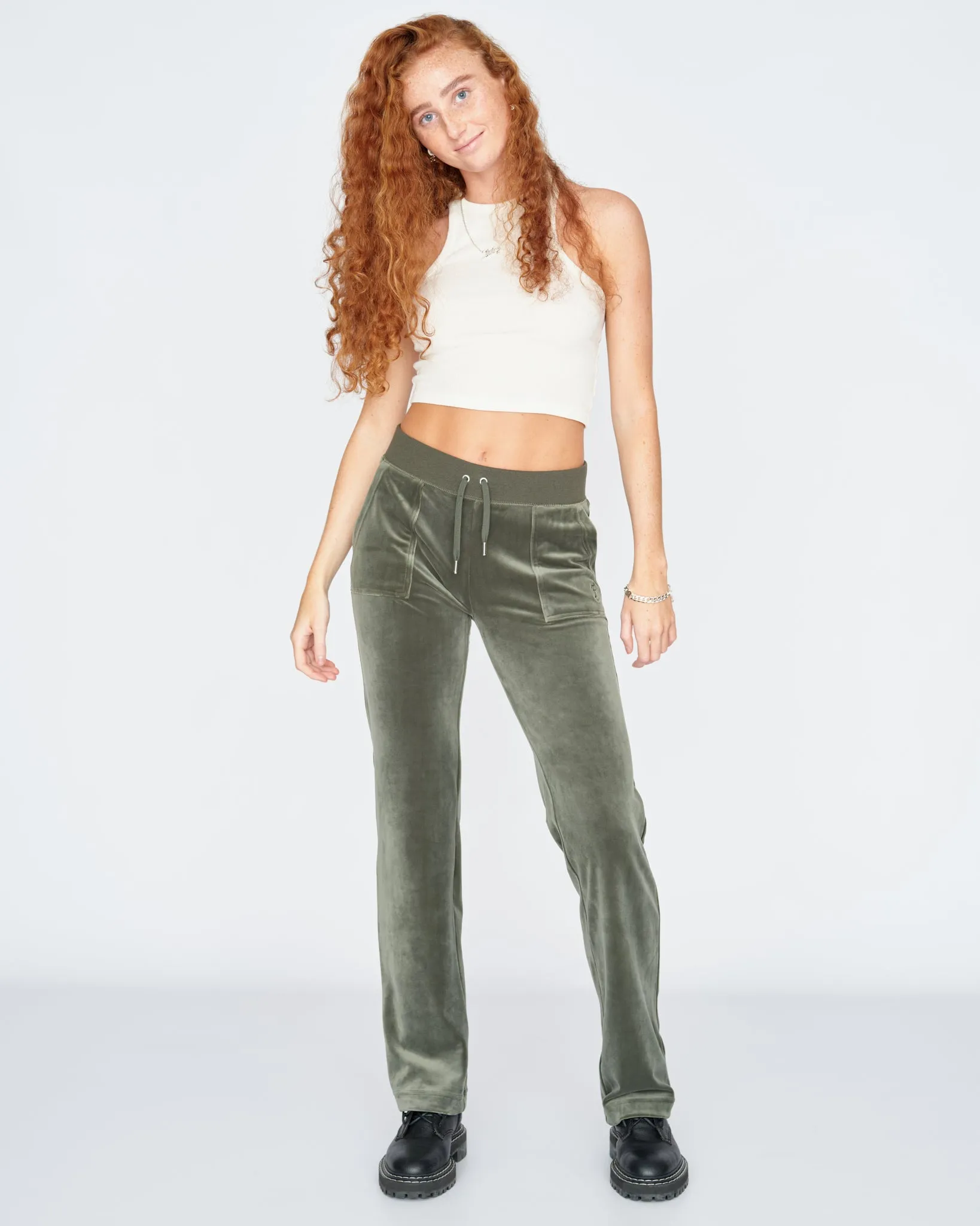 Classic Velour Del Ray Pant Dark Moss