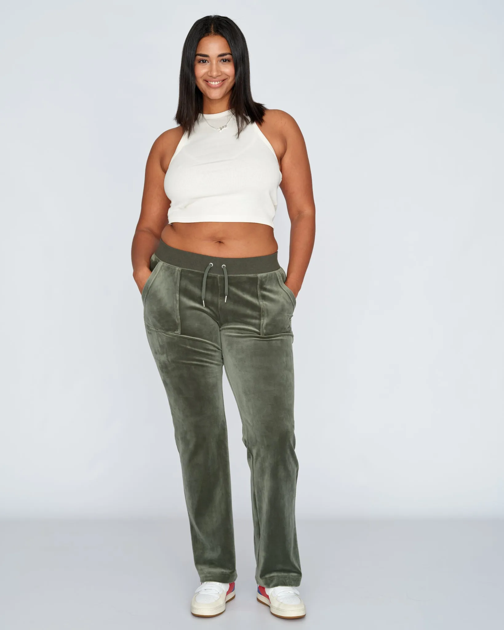 Classic Velour Del Ray Pant Dark Moss