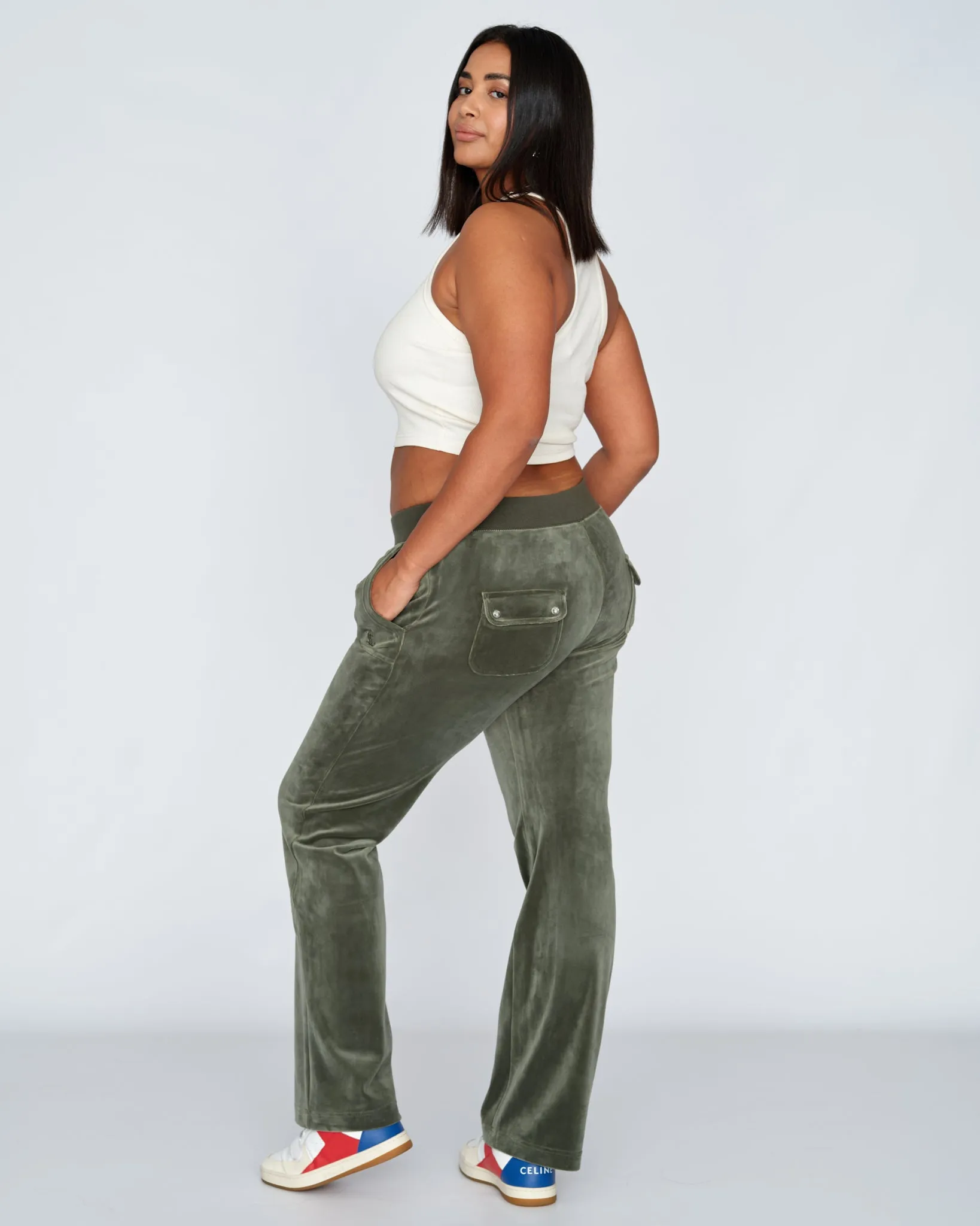 Classic Velour Del Ray Pant Dark Moss