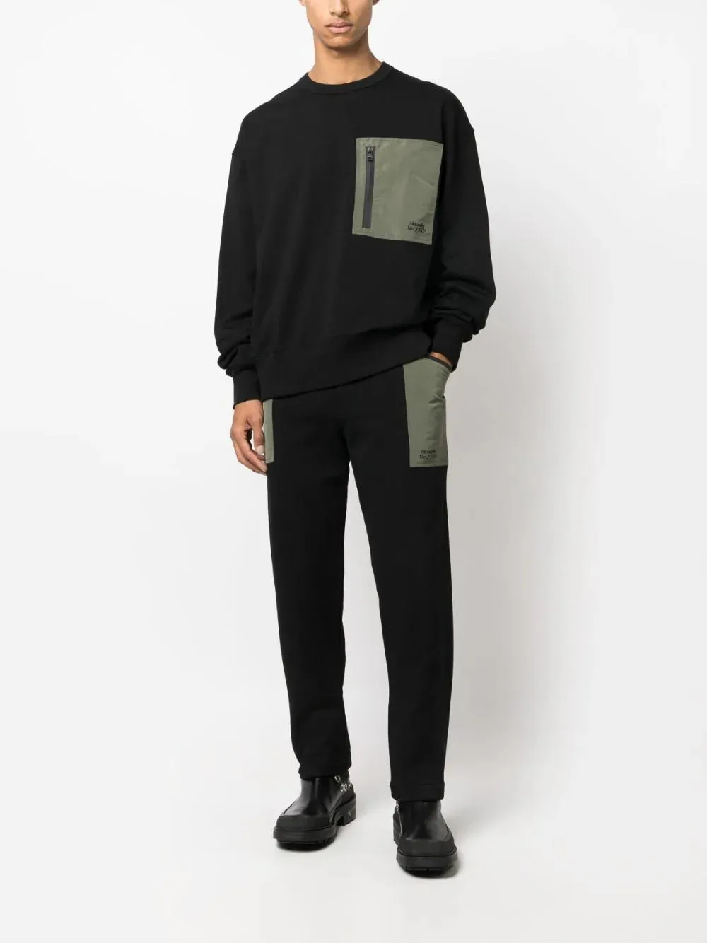 Contrast-Pocket Cotton Track Pants