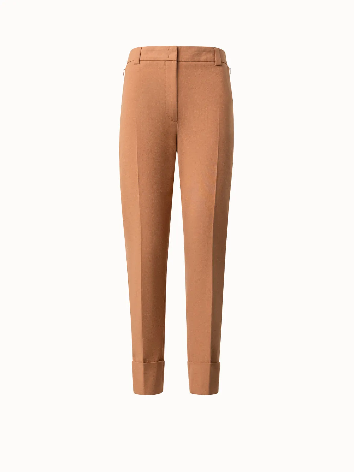 Cropped Tapered Cotton Silk Double-Face Pants