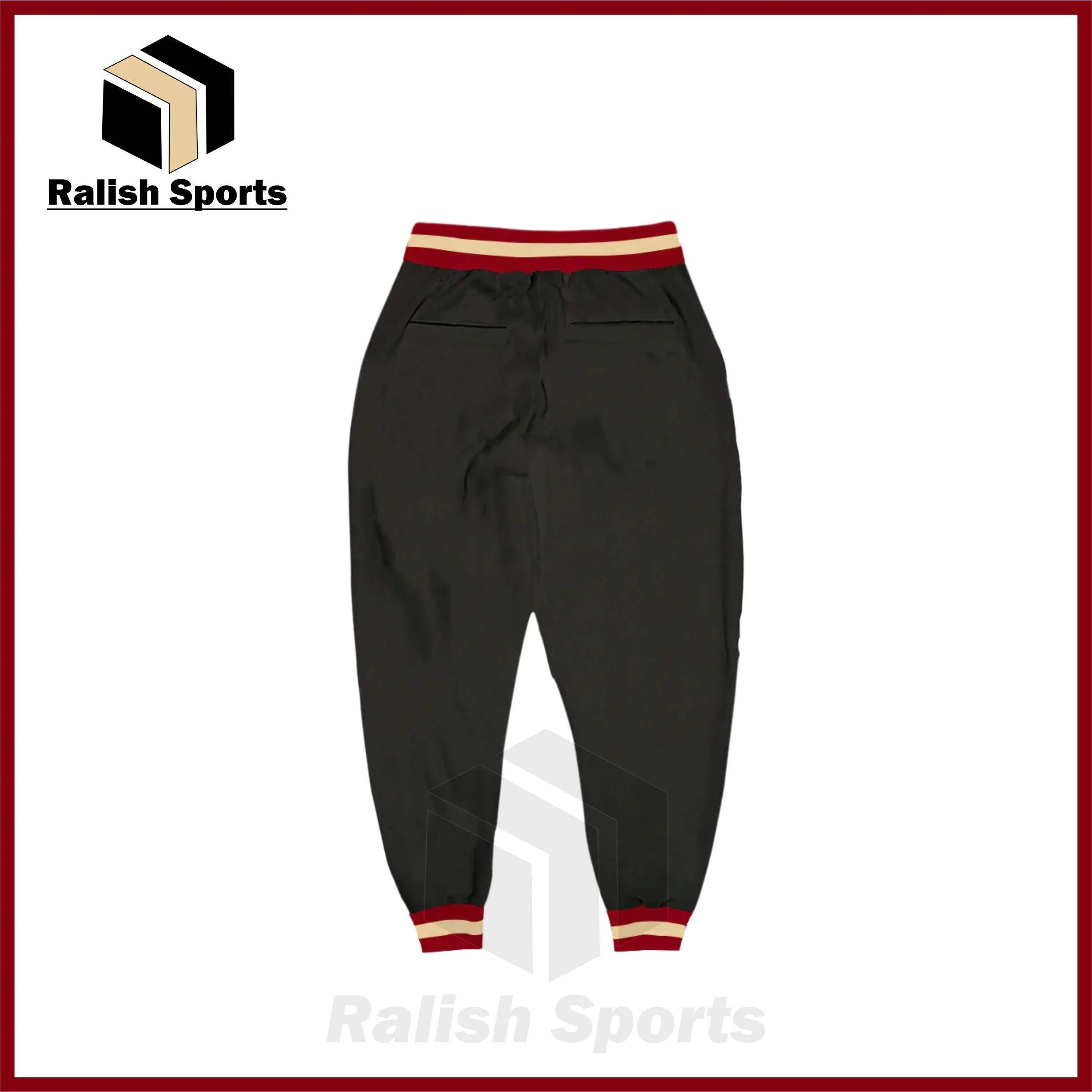 Custom Black Maroon-Crem Sports Pants