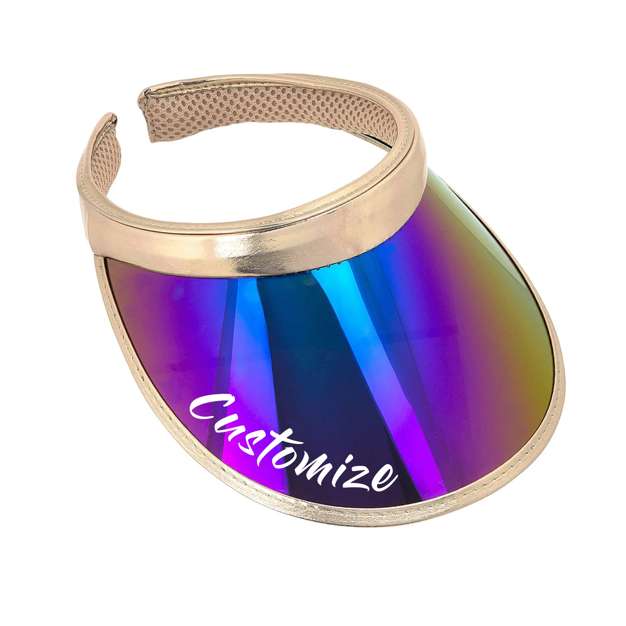 Custom Holographic Metallic Gold Visor