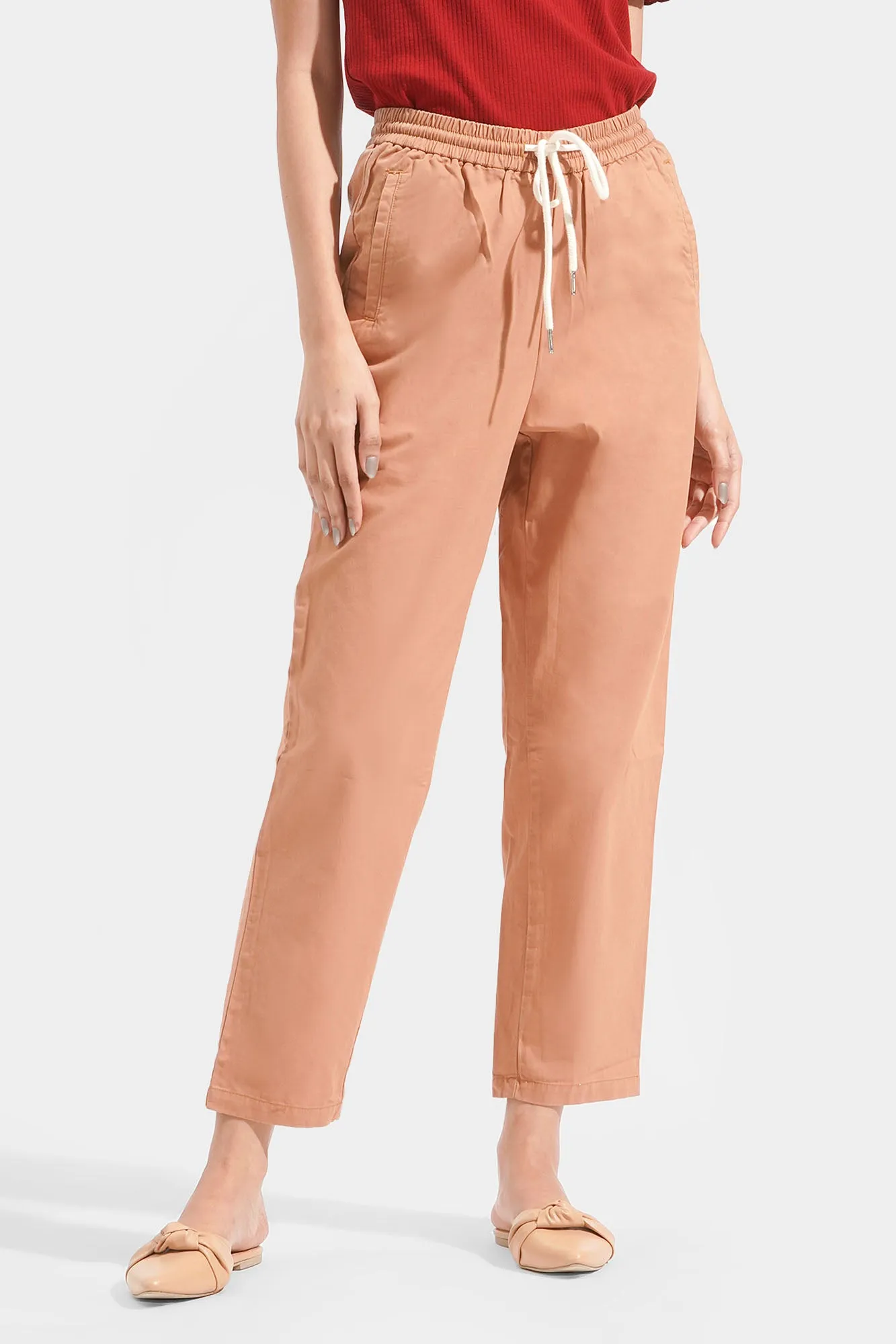 Drawstring Waist Cropped Cozy Pants