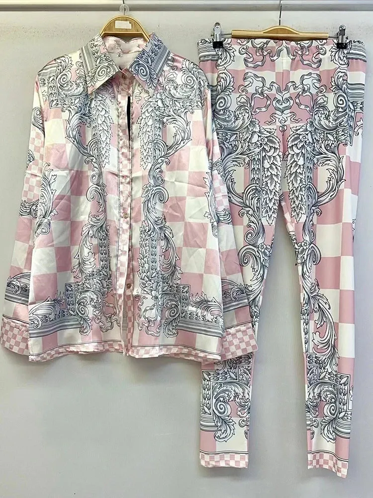 Flower Shirt Pants Casual two-piece