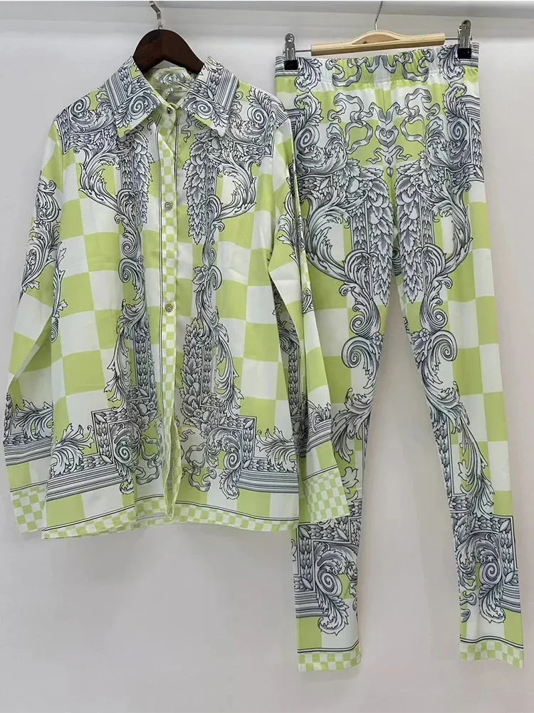 Flower Shirt Pants Casual two-piece