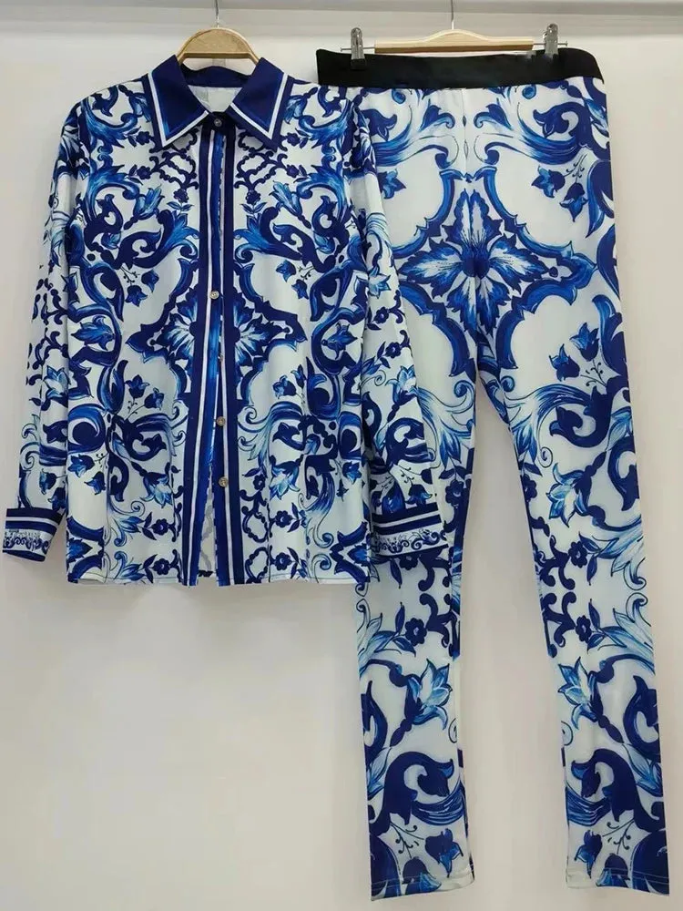 Flower Shirt Pants Casual two-piece