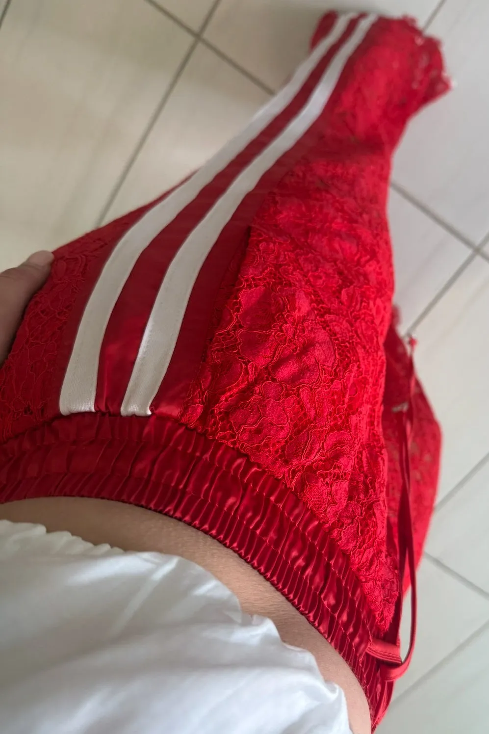 Georgeous Lace Stripes Red Pants