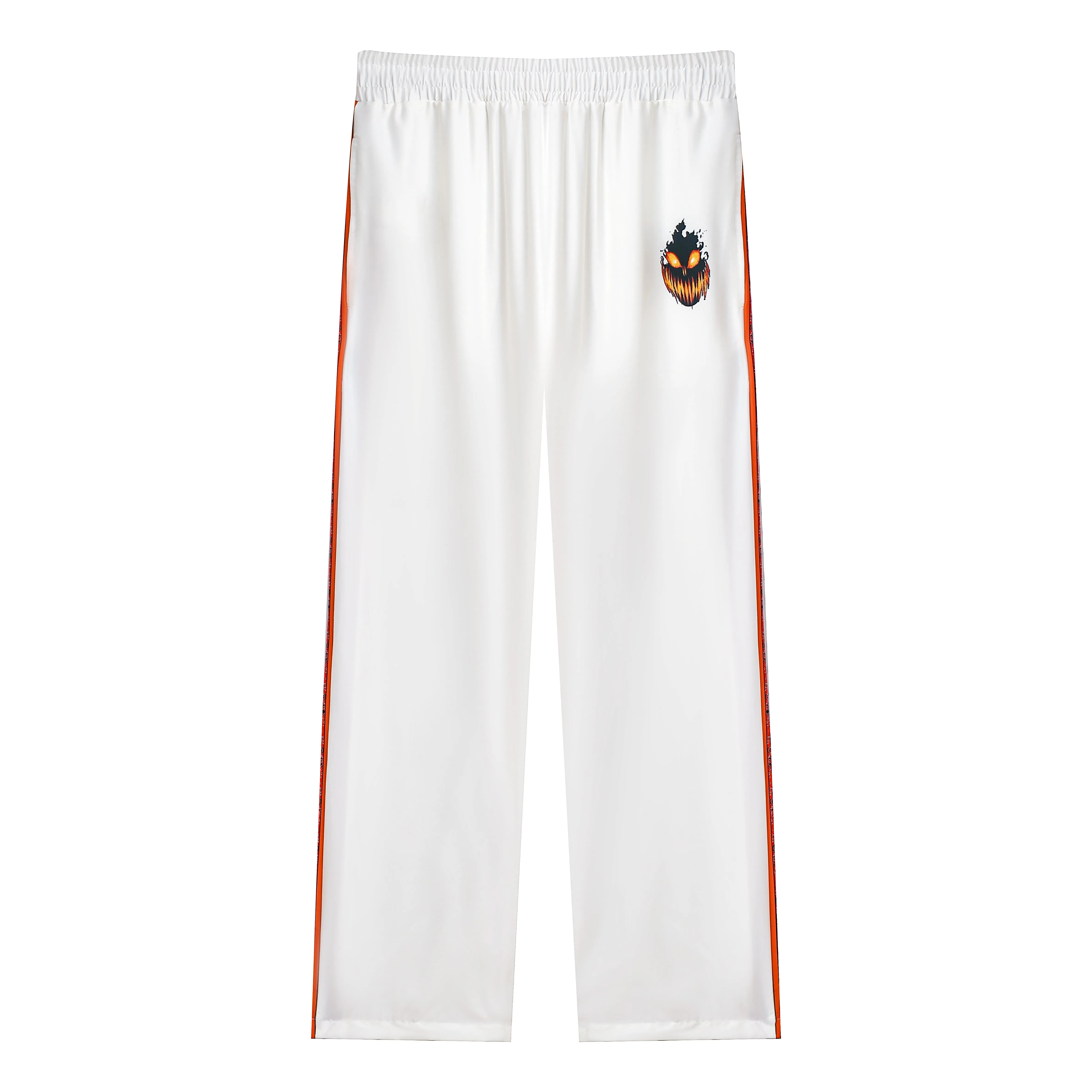 Ghost Rider Halloween Casual Trousers With Elastic Waistband Skull Orange Side Design