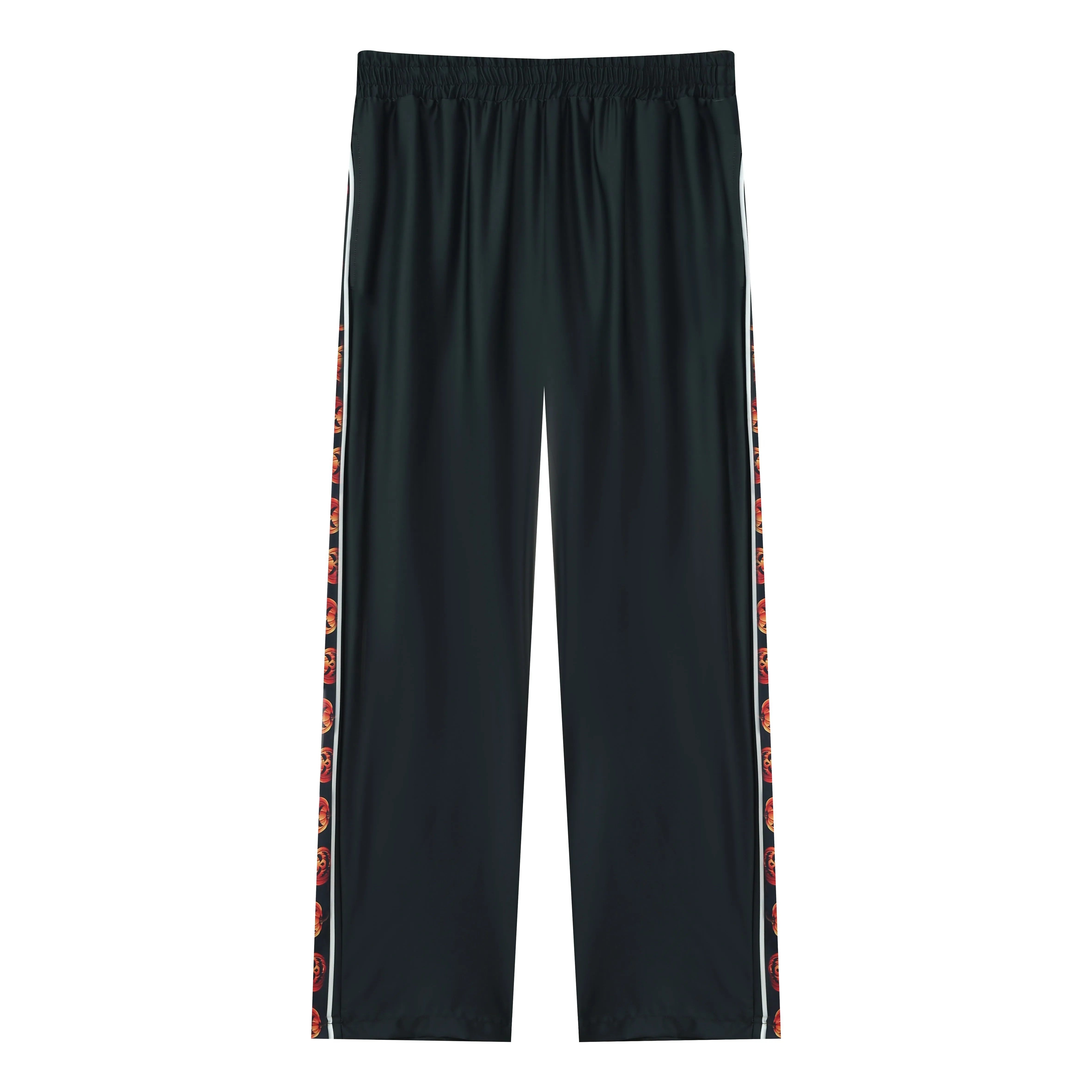 Halloween Pumpkin Print Casual Trousers With Elastic Waistband