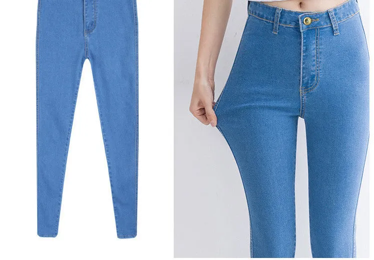 high Elastic Slim Denim Pencil Jeans Long Women Jeans 7 Sizes Pencil Pants Trousers Skinny high waist jeans Woman