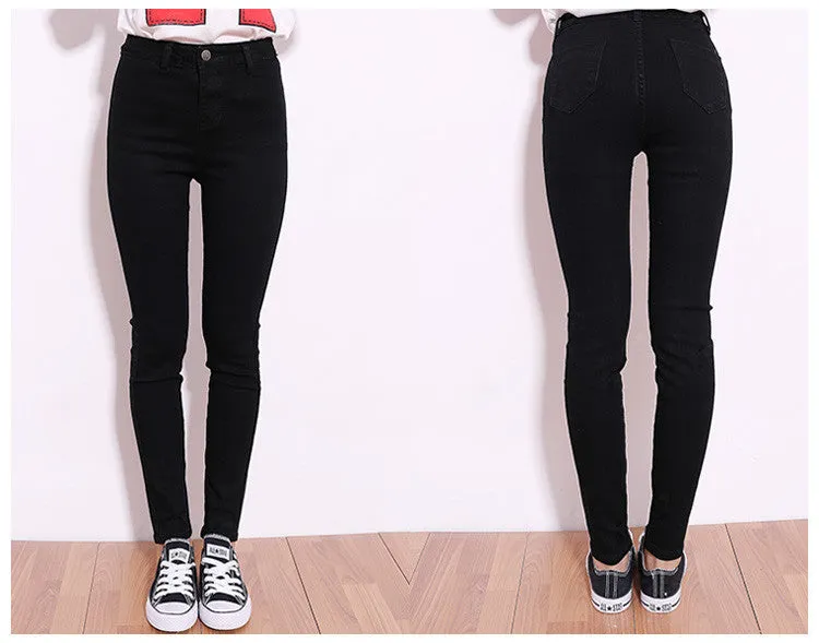 high Elastic Slim Denim Pencil Jeans Long Women Jeans 7 Sizes Pencil Pants Trousers Skinny high waist jeans Woman