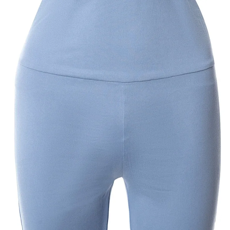 High Waist Patchwork Slim Stretch Flare Pants