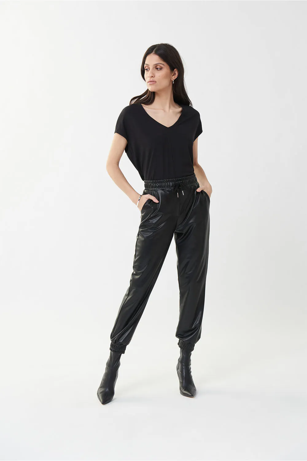 Joseph Ribkoff Faux Leather Jogger Jr223166
