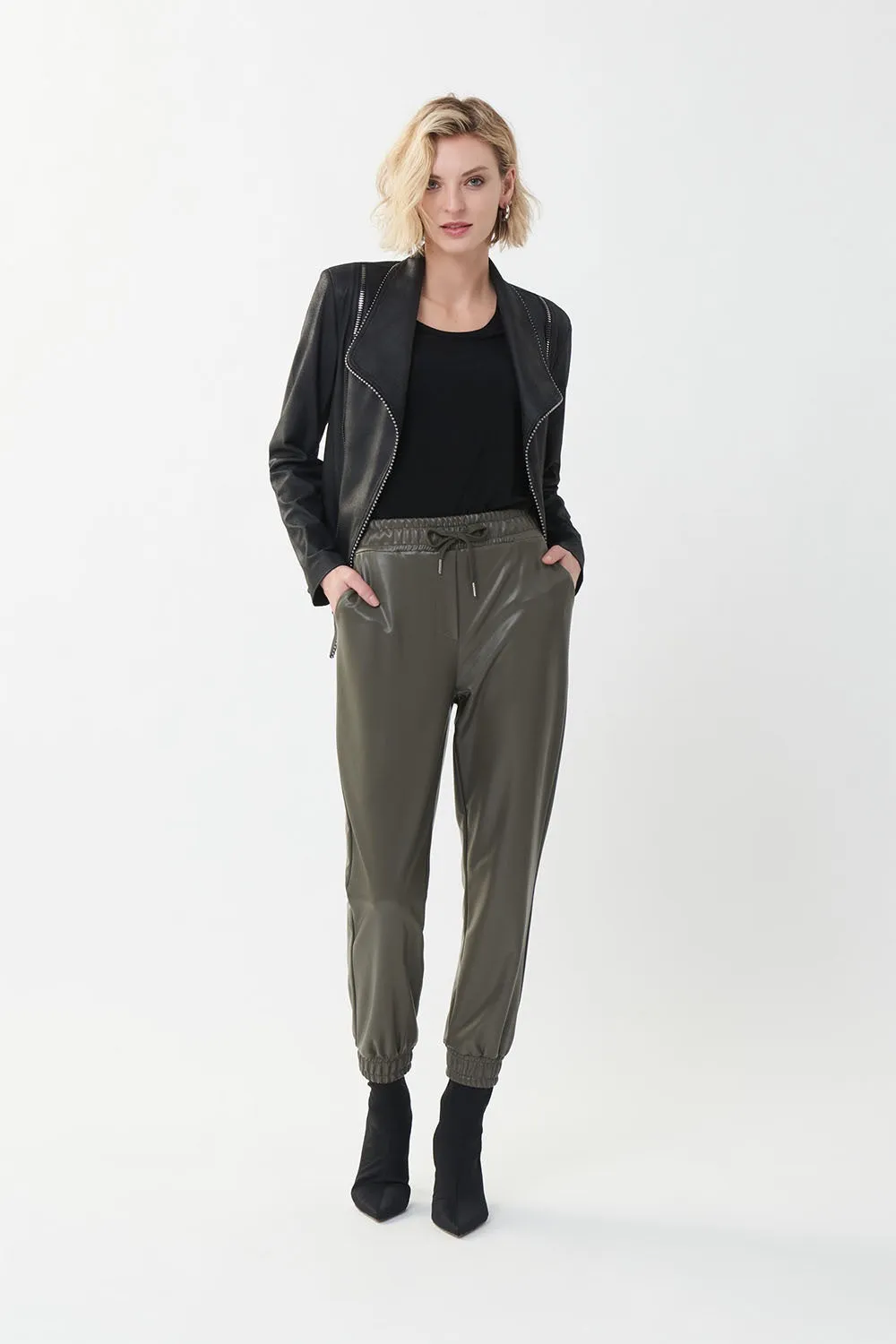 Joseph Ribkoff Faux Leather Jogger Jr223166