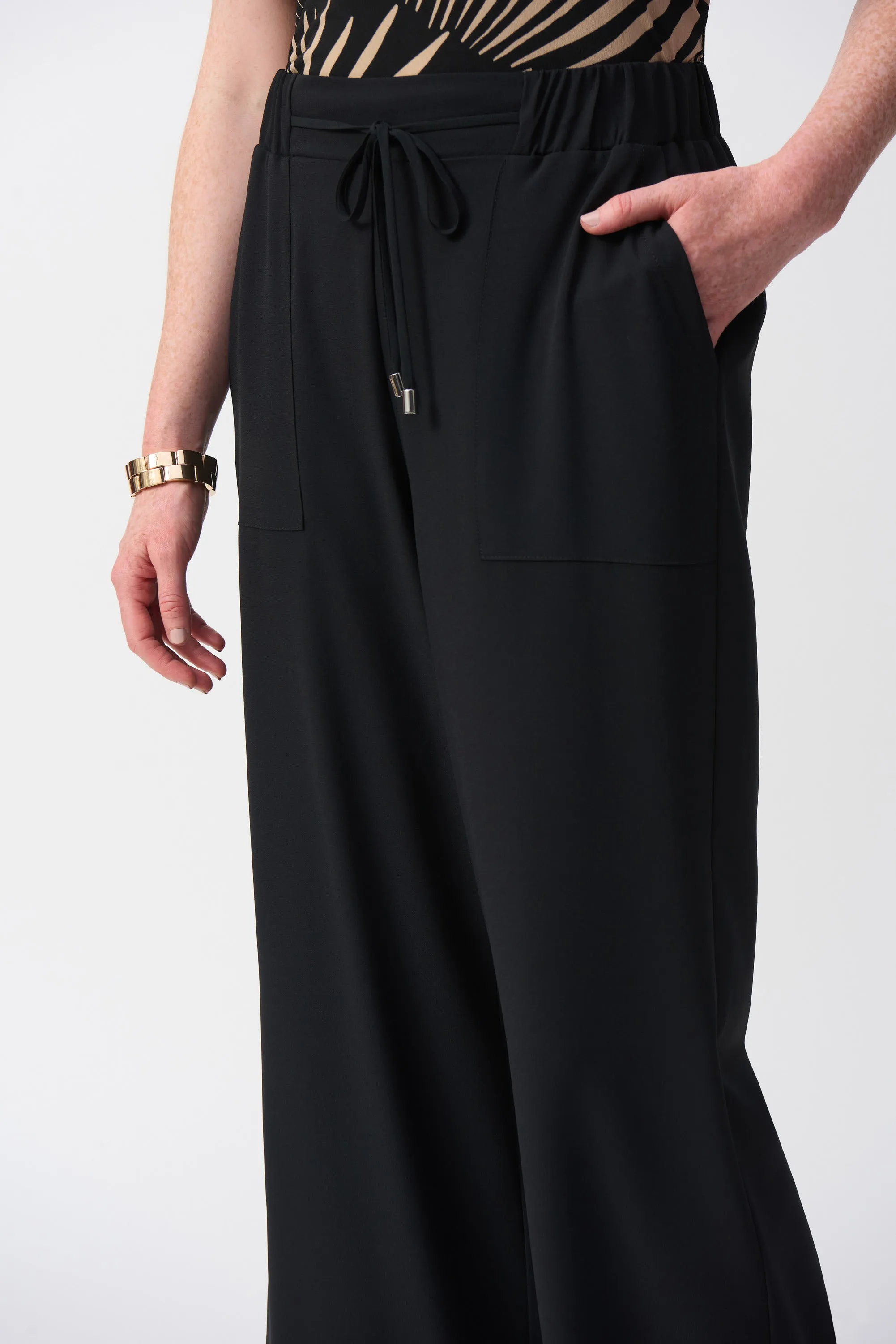 Joseph Ribkoff Textured Woven Wide-Leg Pants