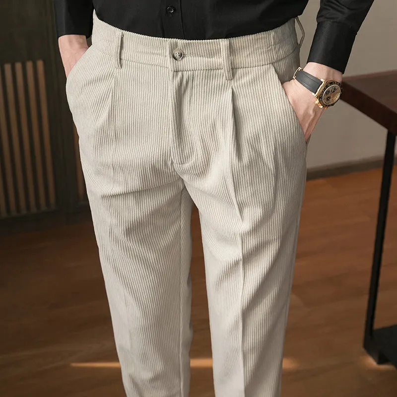 Men's Casual Pants With Corduroy Slim Fit
