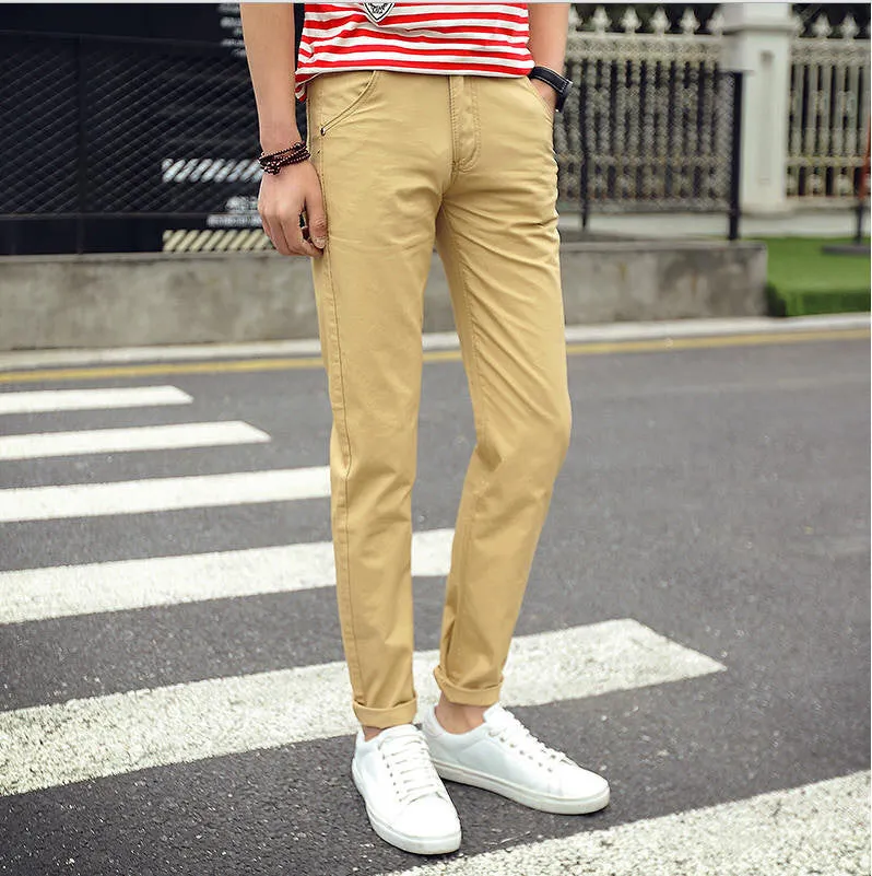 mens pants khaki fashion men's pants casual cotton man pants supply fit straight trouserss black and khaki