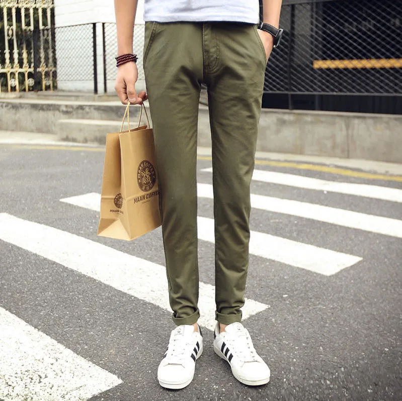 mens pants khaki fashion men's pants casual cotton man pants supply fit straight trouserss black and khaki