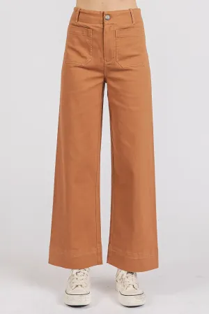 Mittoshop Twill Patch Pocket High Rise Wide Leg Pants