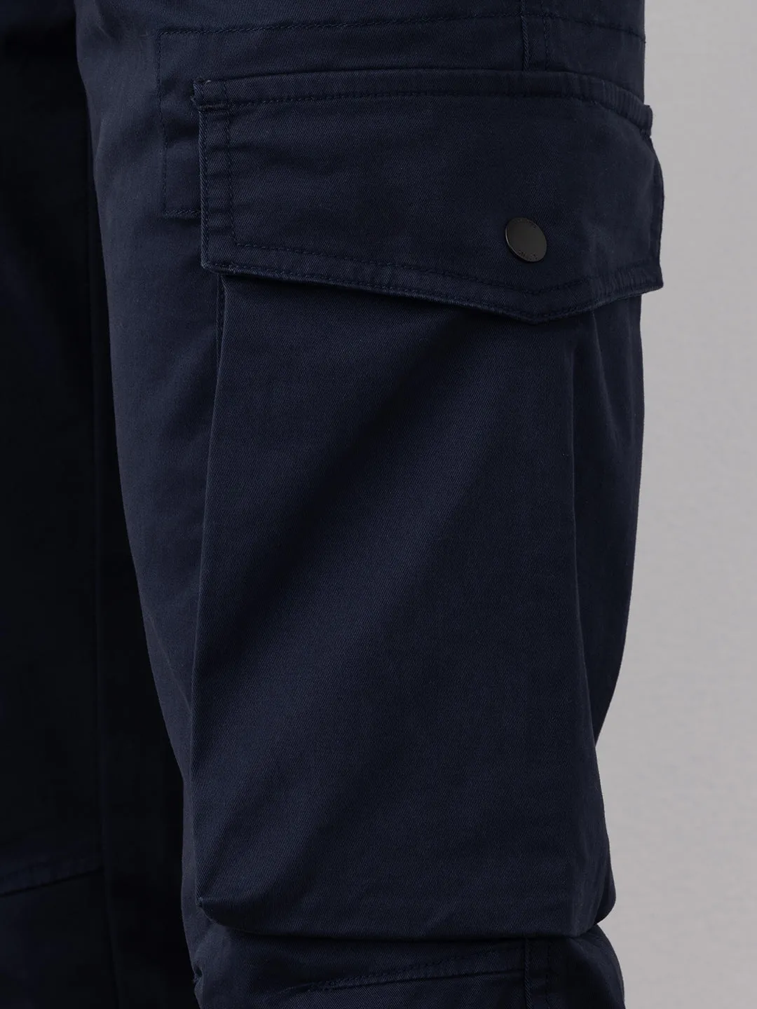 Navy Plain Cargo Pants