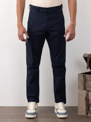 Navy Plain Cargo Pants