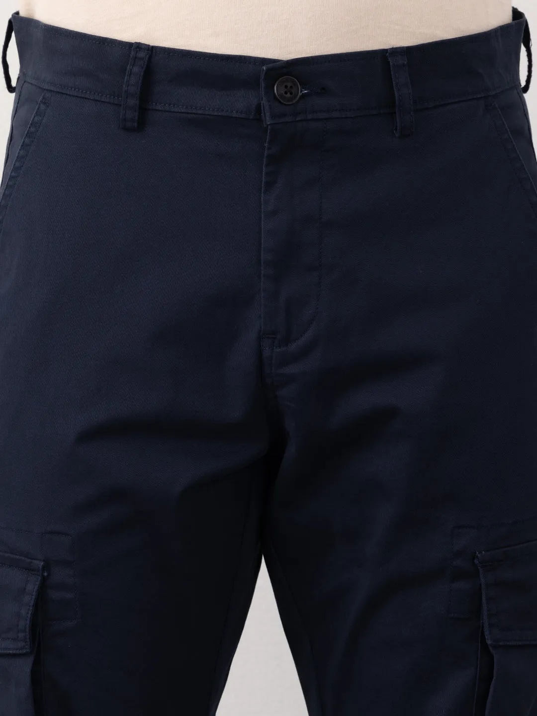Navy Plain Cargo Pants