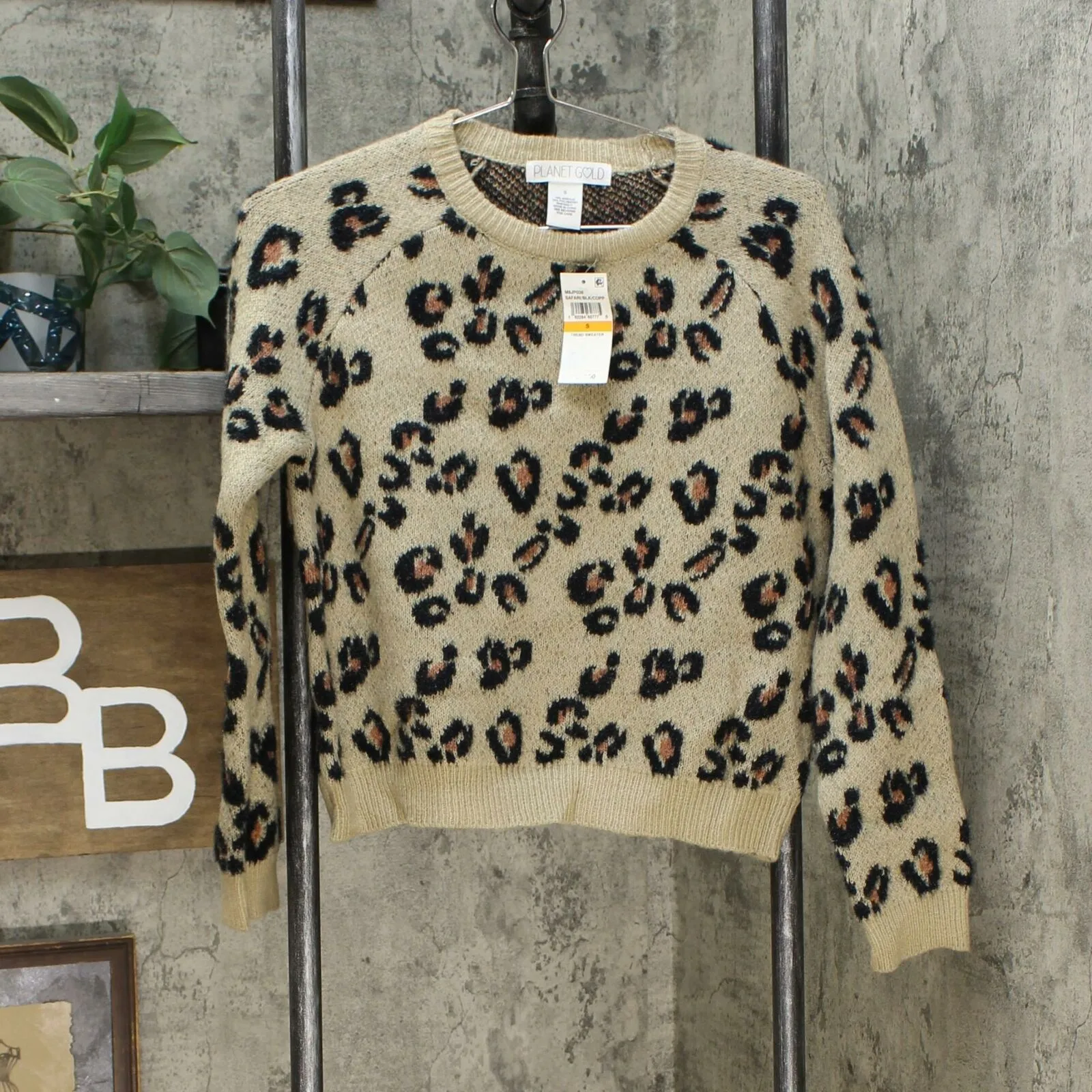 Planet Gold Women's Junior Fit Animal Print Sweater