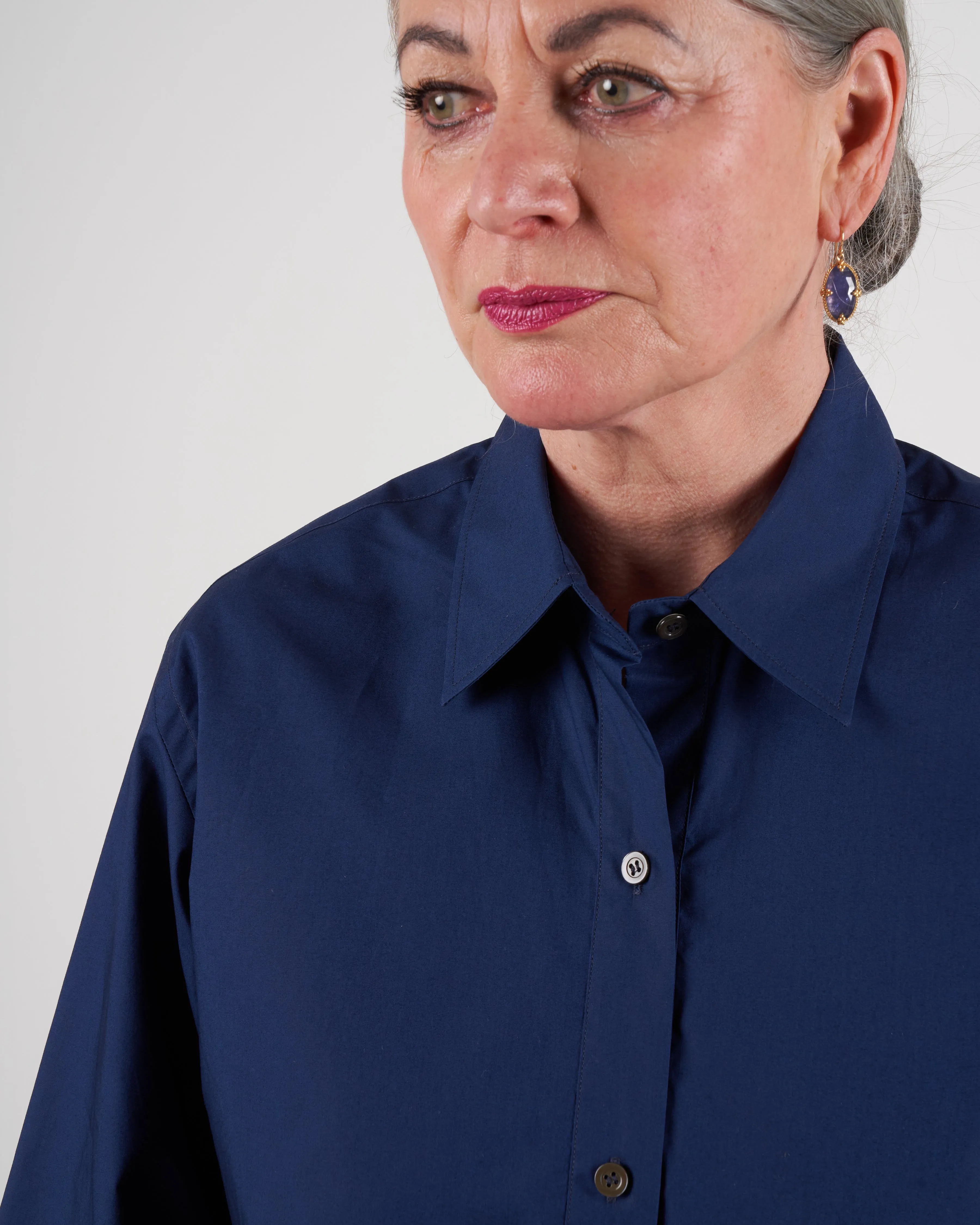 polo-style shirt with round bottom - navy