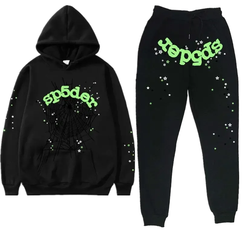 Premium Streetwear Hoodie & Pants Set - Black - Polyester