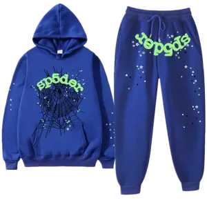 Premium Streetwear Hoodie & Pants Set - Blue - Polyester