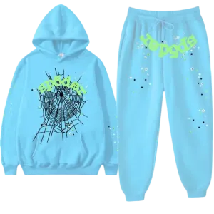 Premium Streetwear Hoodie & Pants Set - Blue - Polyester