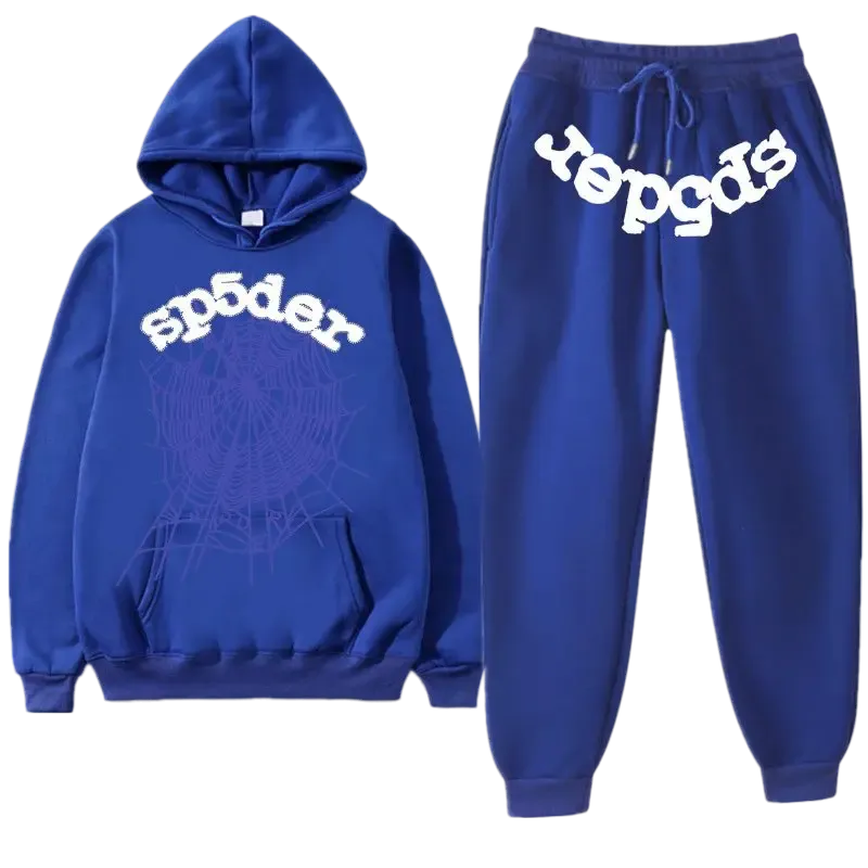Premium Streetwear Hoodie & Pants Set - Blue - Polyester