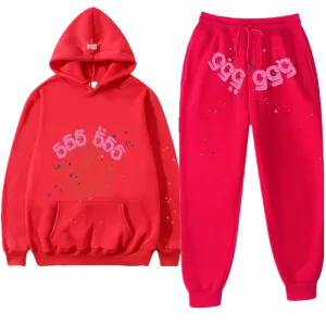 Premium Streetwear Hoodie & Pants Set - Red - Polyester