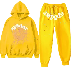 Premium Streetwear Hoodie & Pants Set - Yellow - Polyester