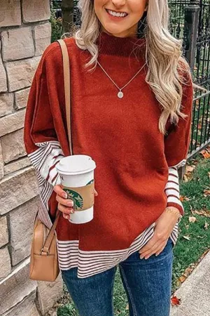 Stripe Turtleneck Cloak Sweater