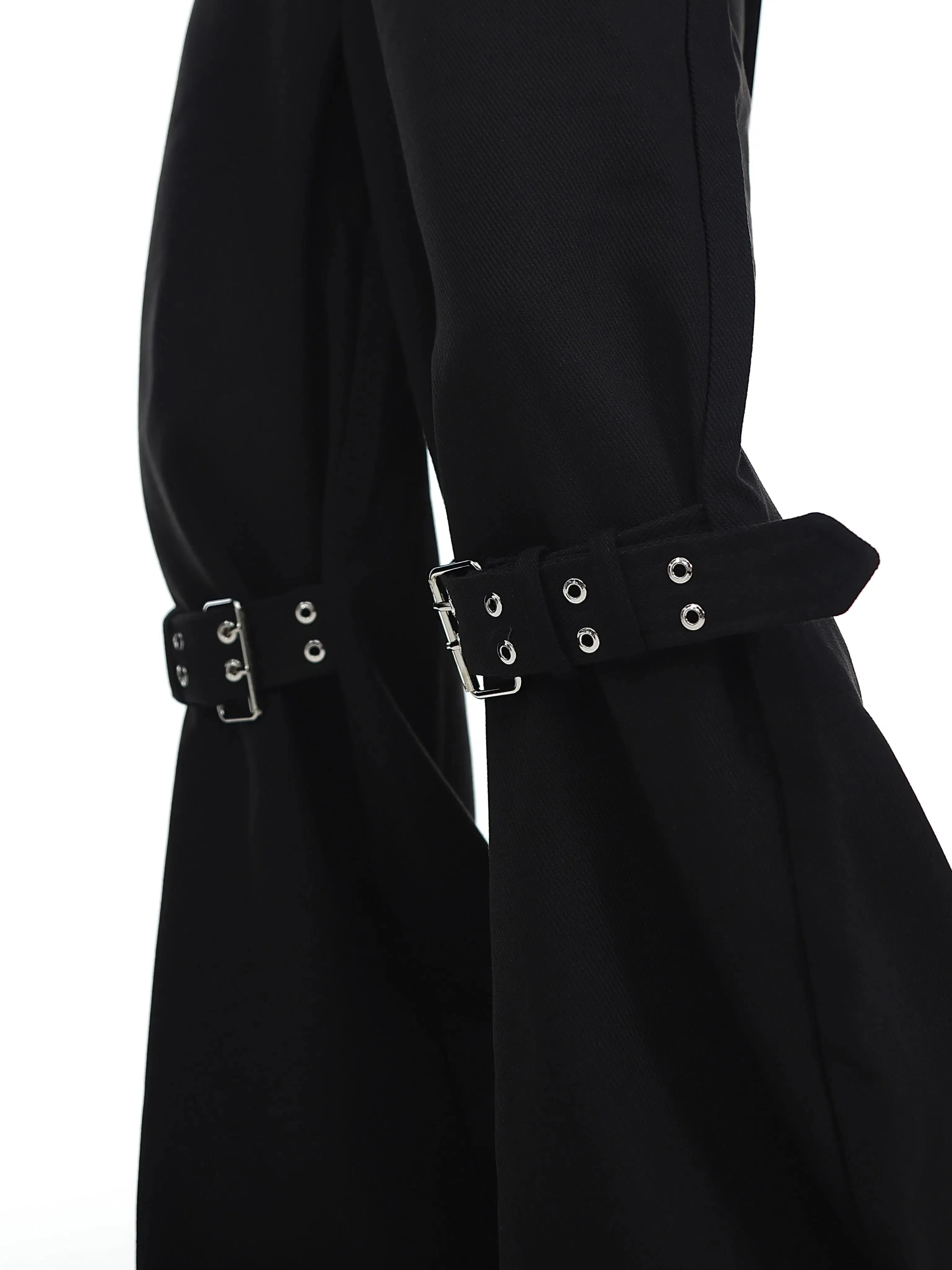 Texture Twill Tie-back Flared Pants